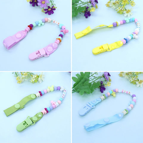 Newborn Baby Pacifier Clips Nipple Chain Hand Made Colourful Cute Letter Beads Dummy Clip Baby Kids Soother Nipple Toys Holder