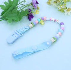 Newborn Baby Pacifier Clips Nipple Chain Hand Made Colourful Cute Letter Beads Dummy Clip Baby Kids Soother Nipple Toys Holder