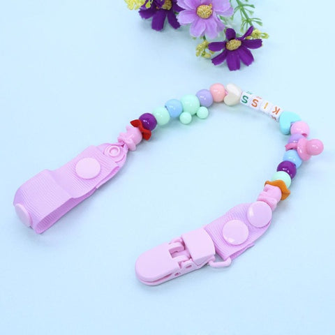 Newborn Baby Pacifier Clips Nipple Chain Hand Made Colourful Cute Letter Beads Dummy Clip Baby Kids Soother Nipple Toys Holder