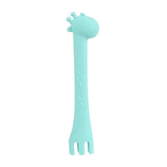 3 in 1 Newborn Baby Silicone Utensils Baby Cartoon Giraffe Teething Fork Spoon Teether Toys Kids Oral Care Accessories