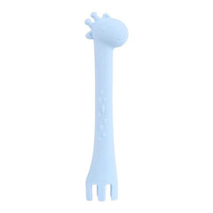 3 in 1 Newborn Baby Silicone Utensils Baby Cartoon Giraffe Teething Fork Spoon Teether Toys Kids Oral Care Accessories