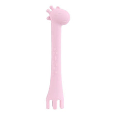 3 in 1 Newborn Baby Silicone Utensils Baby Cartoon Giraffe Teething Fork Spoon Teether Toys Kids Oral Care Accessories