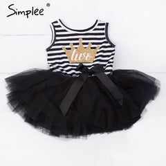 Baby girls dresses for One Two Three years birthday party Tutu toddler girl princess dress sleeveless 1 2 3 Years stripe dress