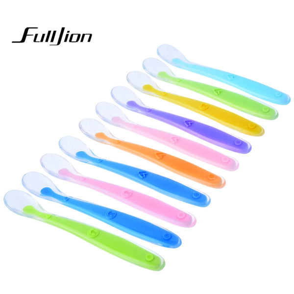 Fulljion Utensils Silicone Spoon Baby Feeding Kids Cutlery Tableware Baby Gadgets Tools Soup Ladle Toddler Spoons Soup Ladle Fun