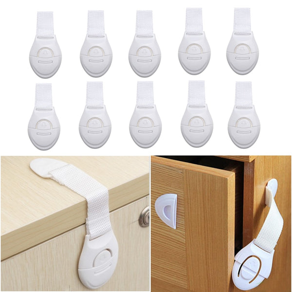 5/6/10 Pcs Kids Safety Locks Cabinet Door Drawers Refrigerator Locks Children Safety Protection Plastic Security Locks Straps