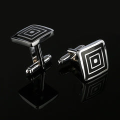 2019 New Simple Style Black Rectangle Cufflinks Mens Shirt Cuff Button Christmas Gifts for Men Silver Plated Cuff link gemelos