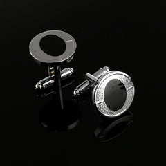 2019 New Simple Style Black Rectangle Cufflinks Mens Shirt Cuff Button Christmas Gifts for Men Silver Plated Cuff link gemelos