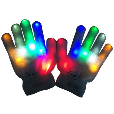 Super Fun Kids Fingertip LED Gloves Rainbow Flash Light Glow Stick Gloves Mittens Warm Gloves for Baby Boy Girls j3